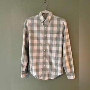 J Crew Men's Sage and White Gingham Shirt